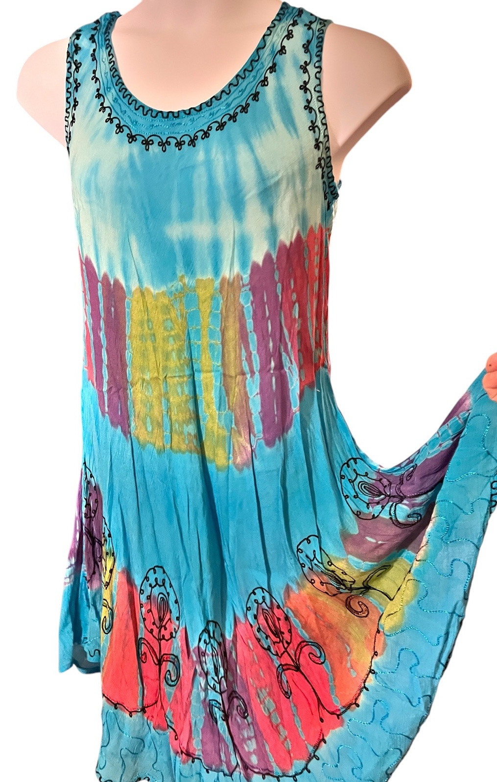 LADIES……Size One Size Fits Most……SHORELINE…..Boho Tie Dye Style Dress….New