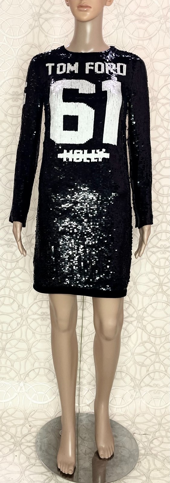 TOM FORD BLACK SEQUEEN DRESS ” HOLLY 61″ size TF 34 – US 0-2