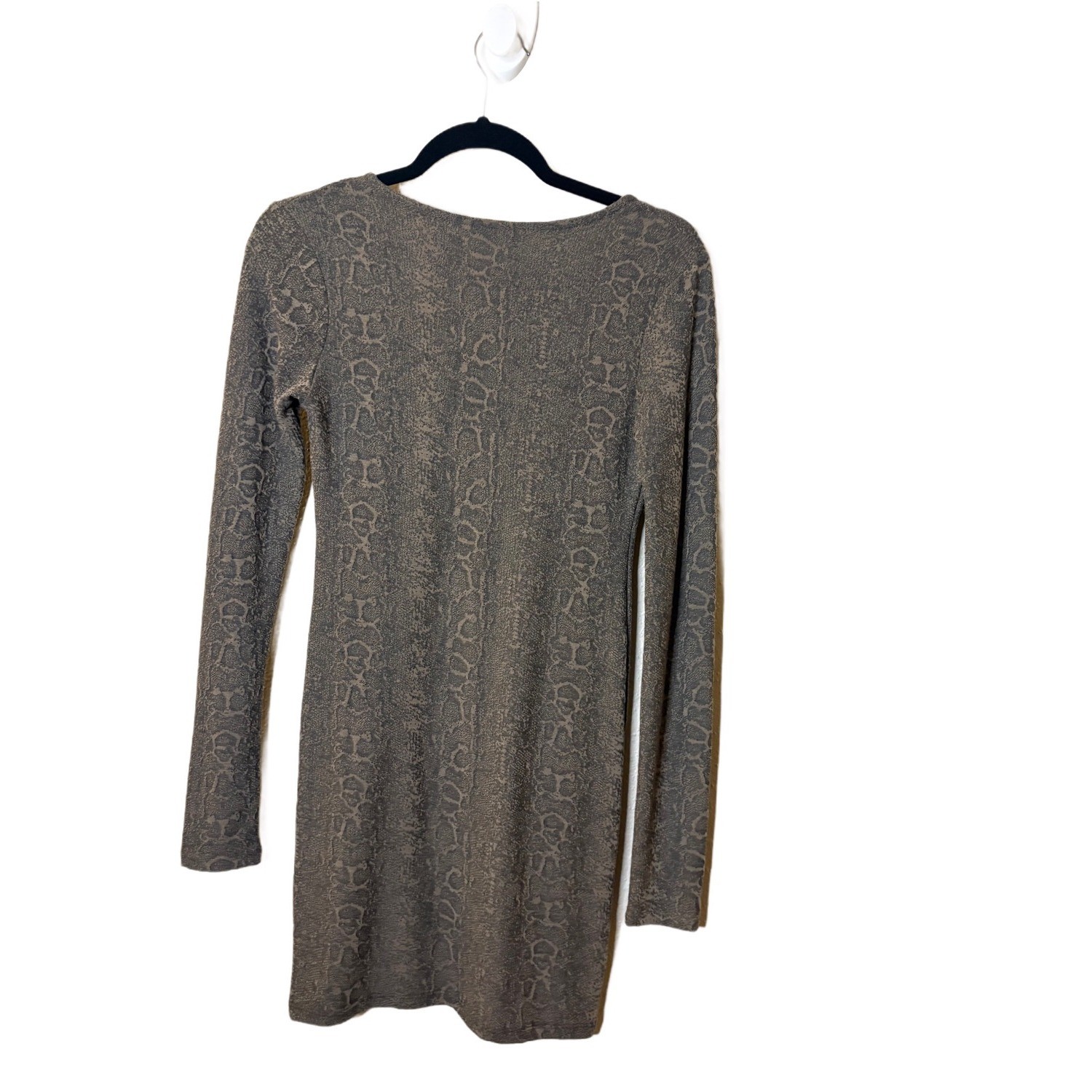 Zara Trafaluc Womens Snakeskin Print V-Neck Long Sleeve Mini Bodycon Dress Small