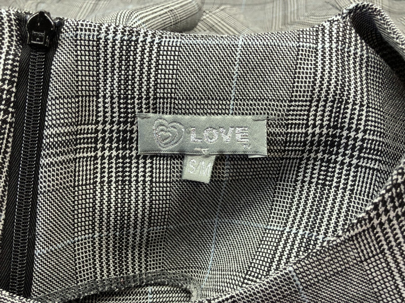LOVE LABEL Light Grey Tartan Sleeveless Belted Skater City Dress S/M 6-8