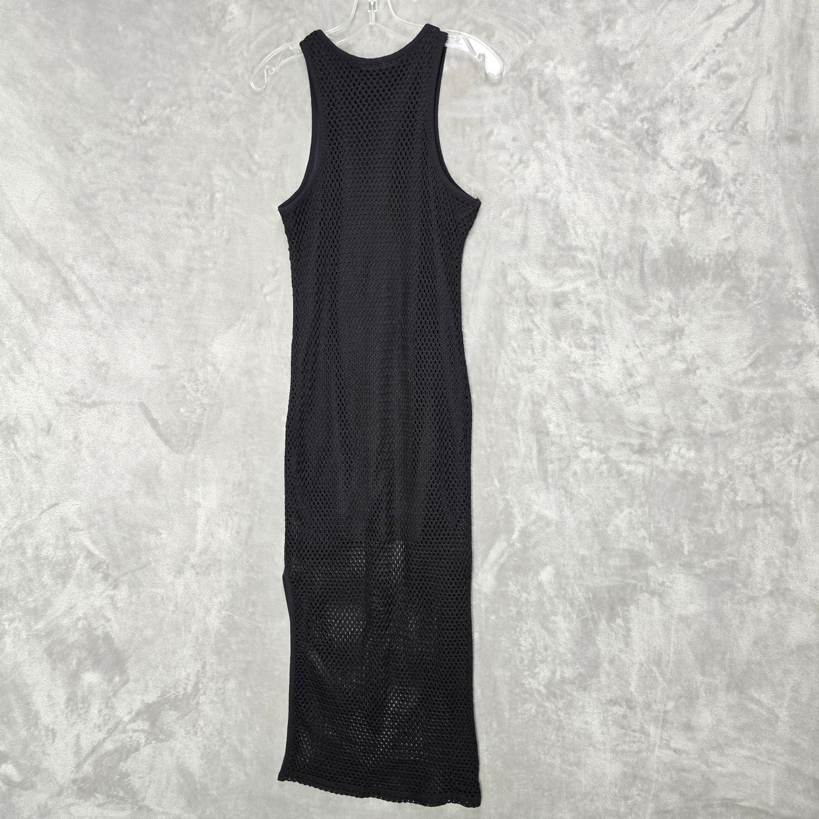 Bozzolo Womens L Black Crochet Mesh Maxi Dress Racerback Fishnet Festival Grunge