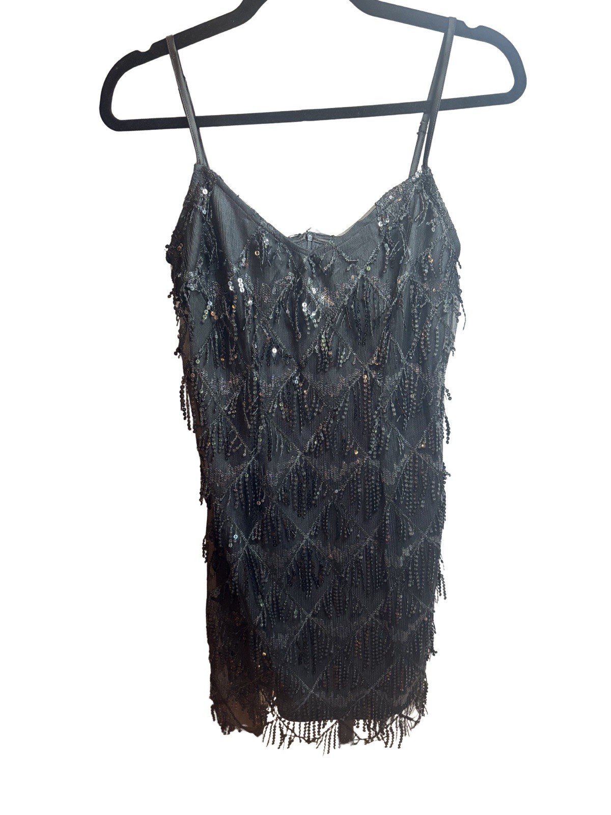 Timing Black Beaded Mini Dress Size Medium New With Tags