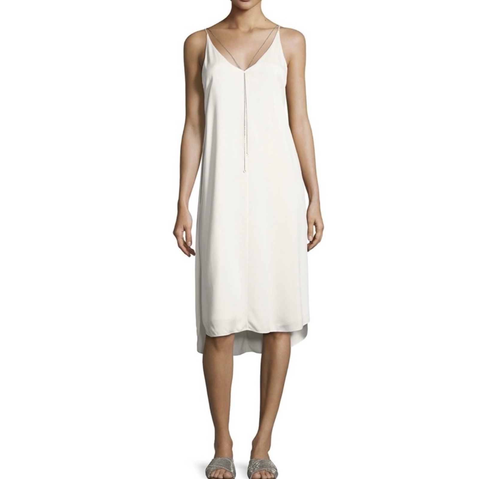 $495 NEW T BY ALEXANDER WANG IVORY CHAIN DETAIL DRESS 6