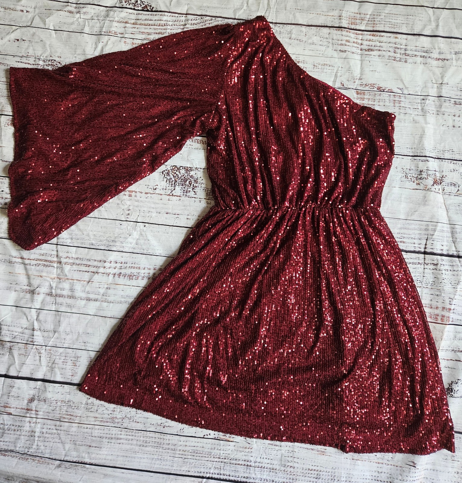 Chic Soul Sparkling Love Red Sequin One Shoulder Dress Women’s 1X