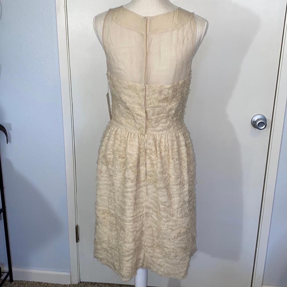 NWT Robert Rodriguez Knee Length Midi Dress Womens Tan Off White Bone Size 8