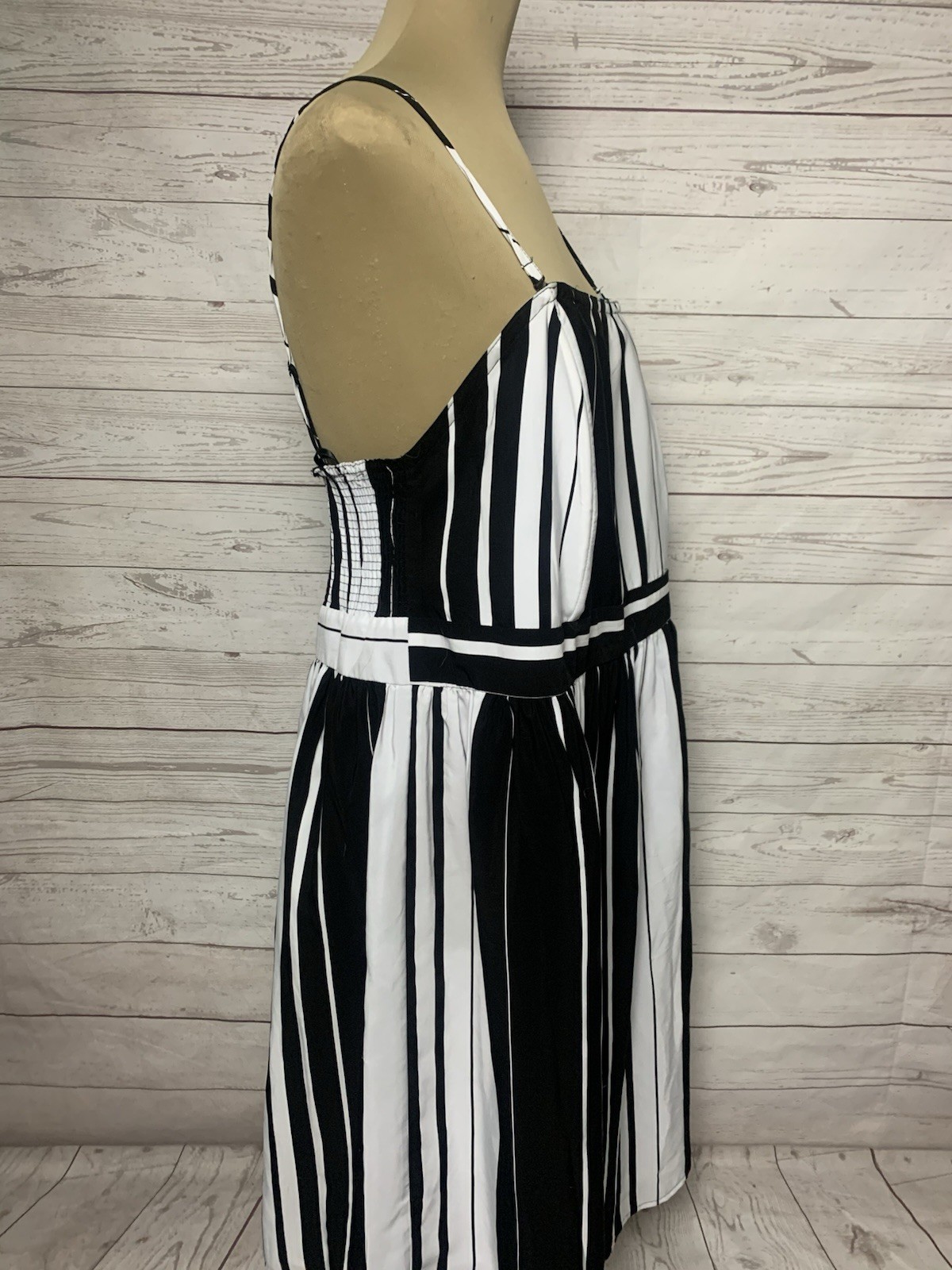 Lane Bryant Dress Spaghetti Strap Plus Sz 18 Black White Stripe Fit & Flare NWT