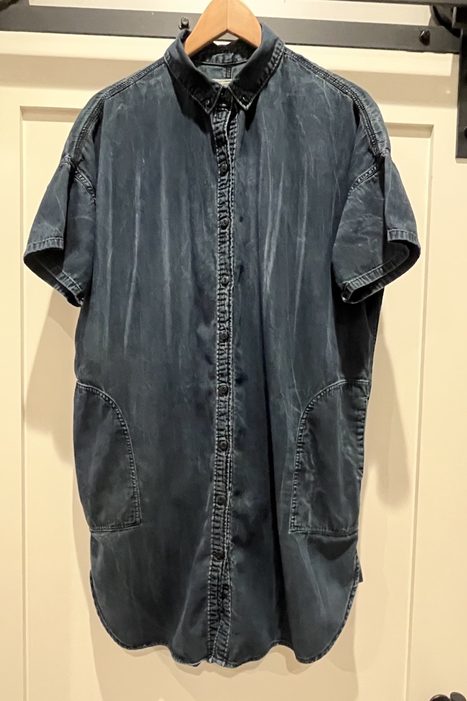 👕 Current/Elliott Distressed Denim Button Front Shirt / Dress – Women’s 3