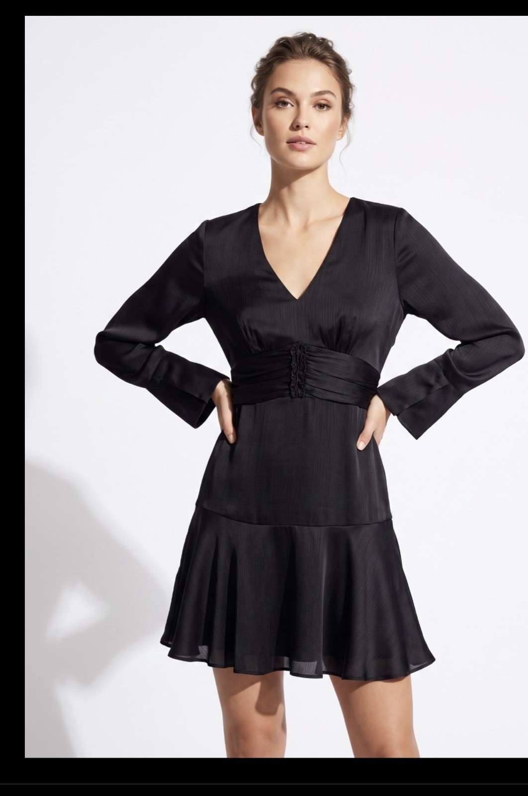 Parker Black V-Neck Long Sleeve Mini Dress, Size: 4, NWT, Retail $170+