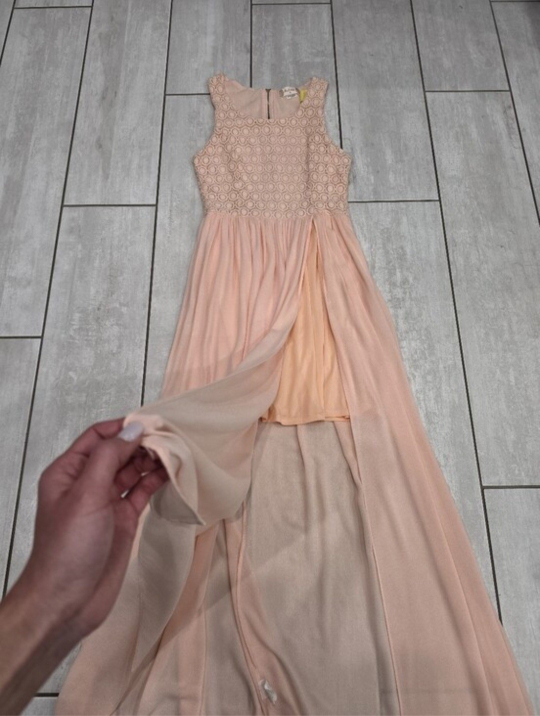 ALTAR’D STATE Beautiful Blush Pink Floral & Flowy High-Low Maxi Dress w/ Slit