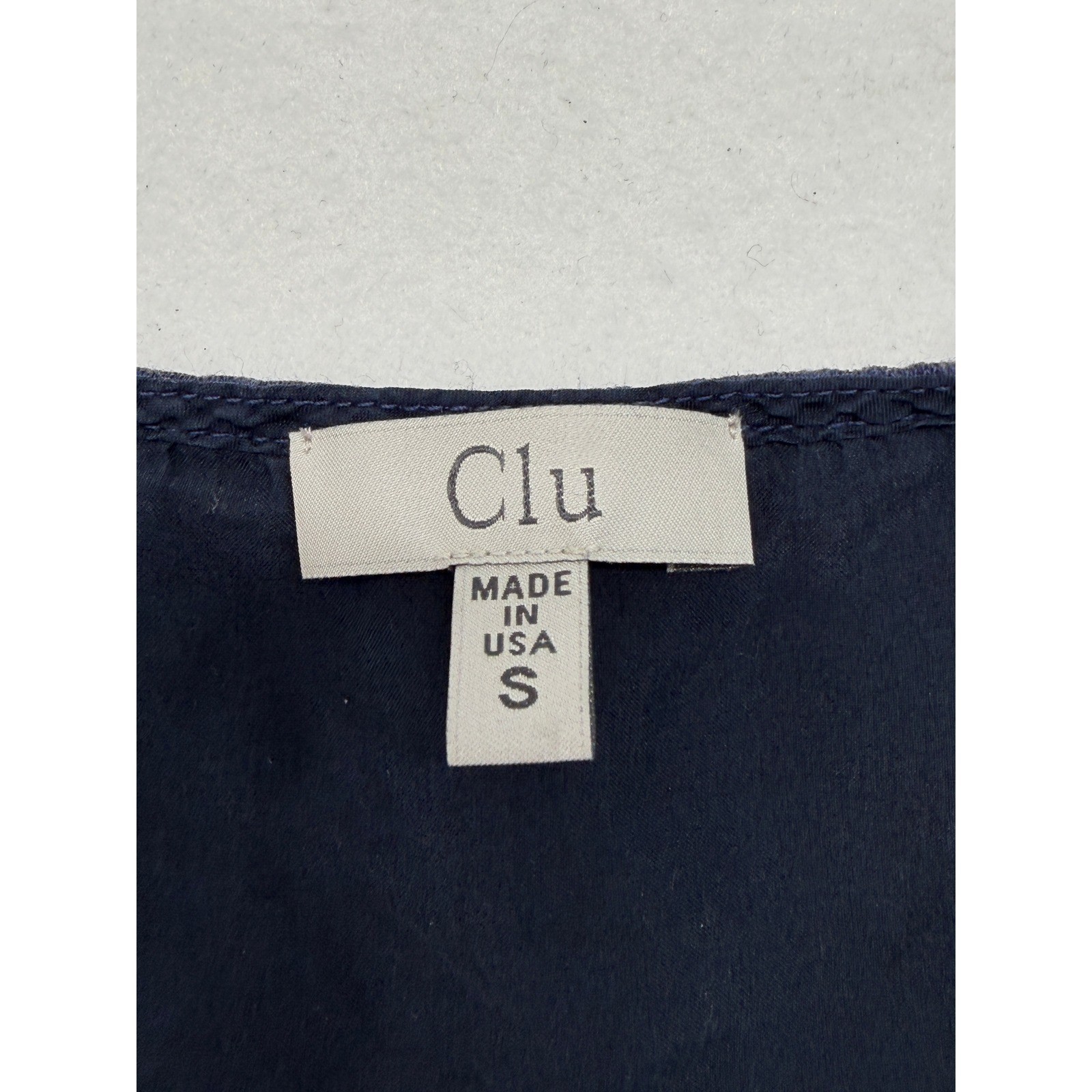 Clu Navy Blue Hemp Organic Cotton Linen Silk Ruffle Hem Tunic Dress Small S