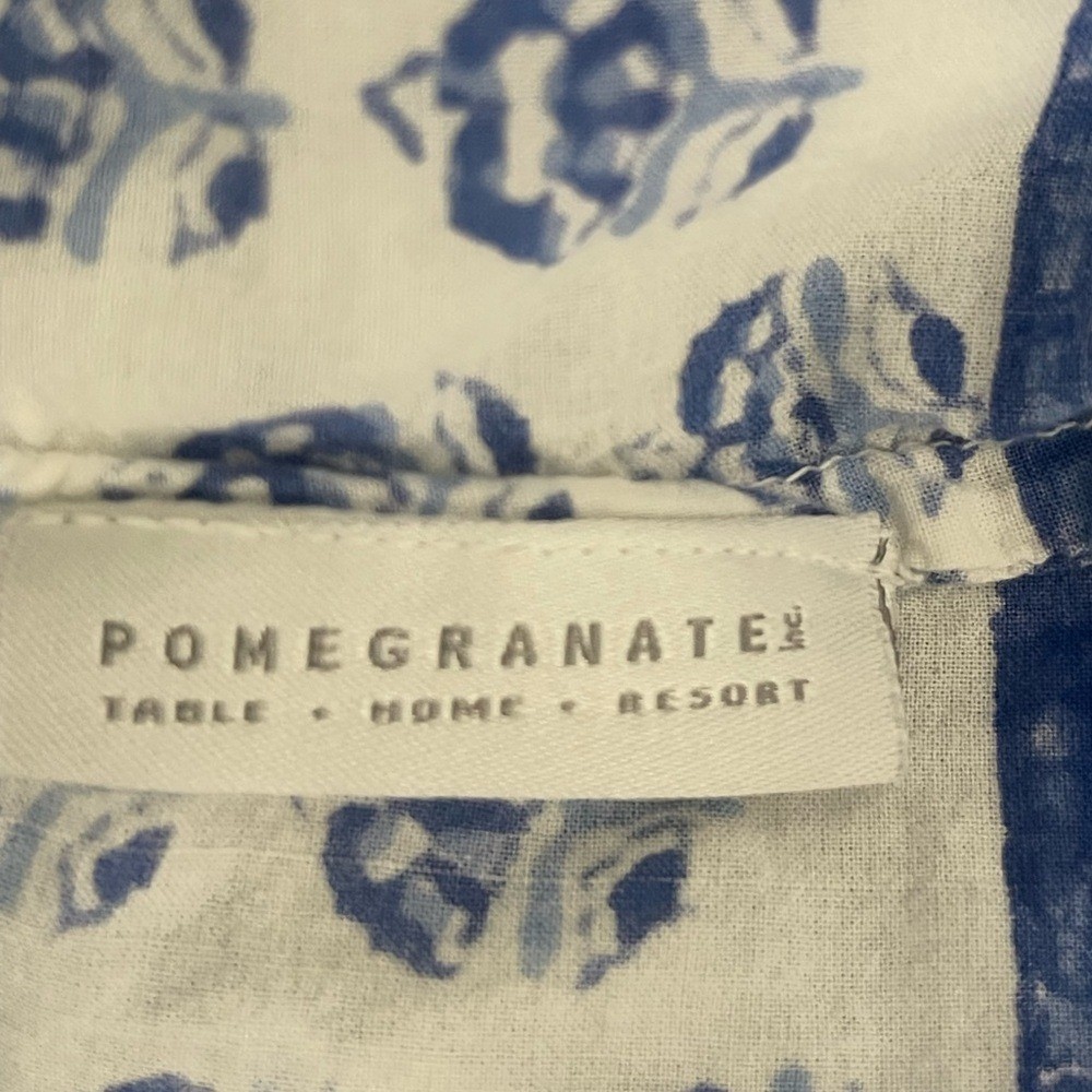 Pomegranate Resort Blue/White Bohemian Vacation Mini Tunic Cotton Dress Large
