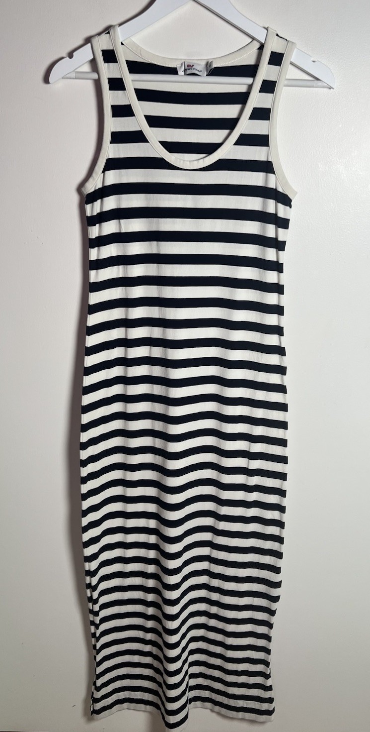 Vineyard Vines XS Striped Navy Cotton Stretchy Tank Preppy Nautical Maxi Dress