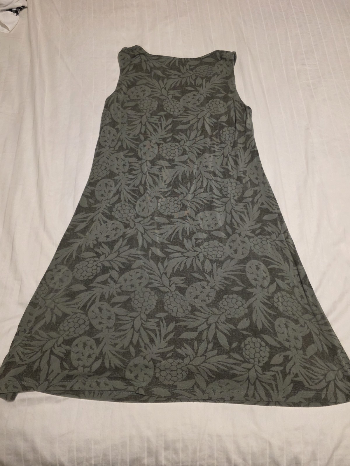 Croft & Barrow M Olive GreenFloral Knit Sleeveless A-Line Knee Length Dress