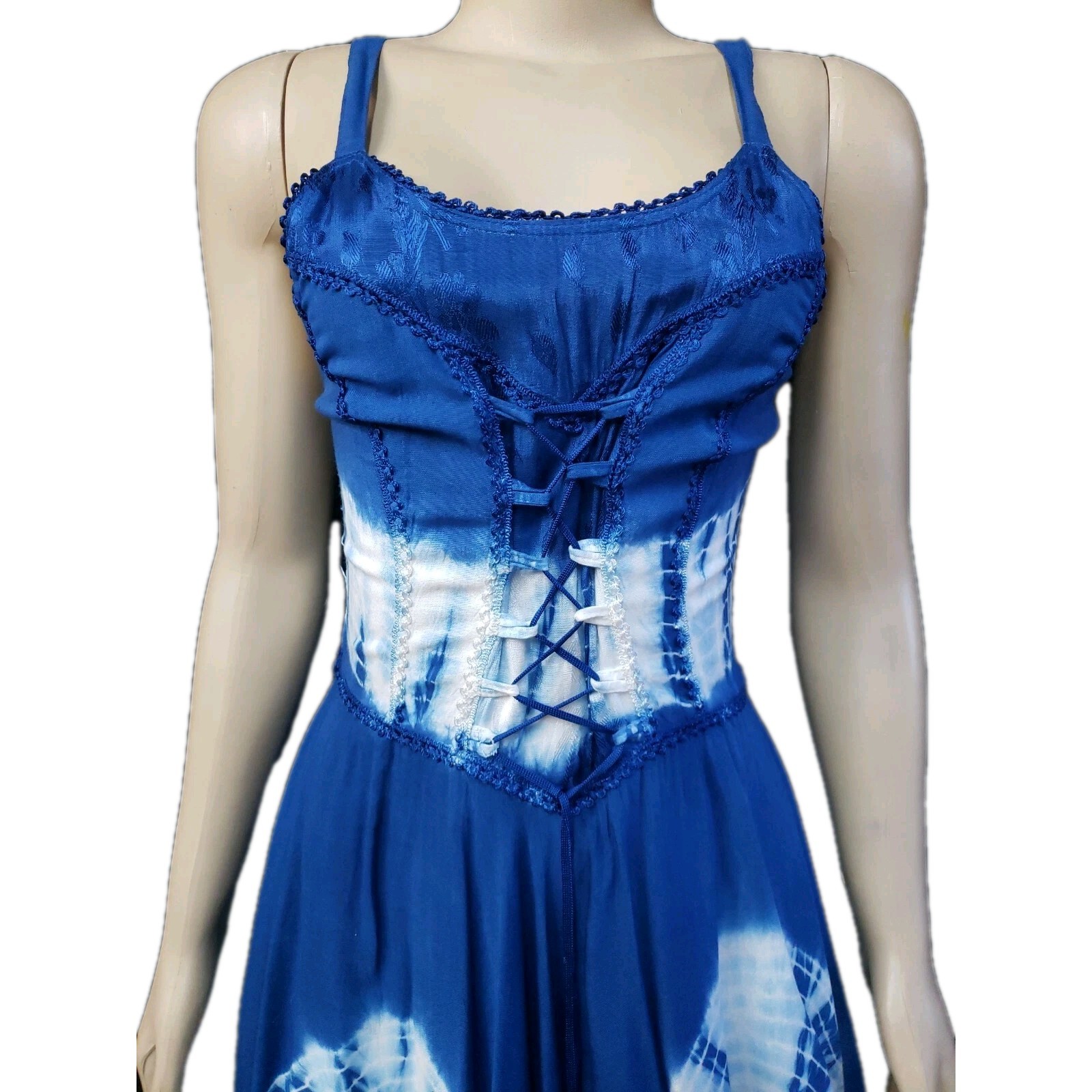 My Choice Corset Handkerchie Hem Size S Blue Tie Dyed Women’s Dress NEW #CB5