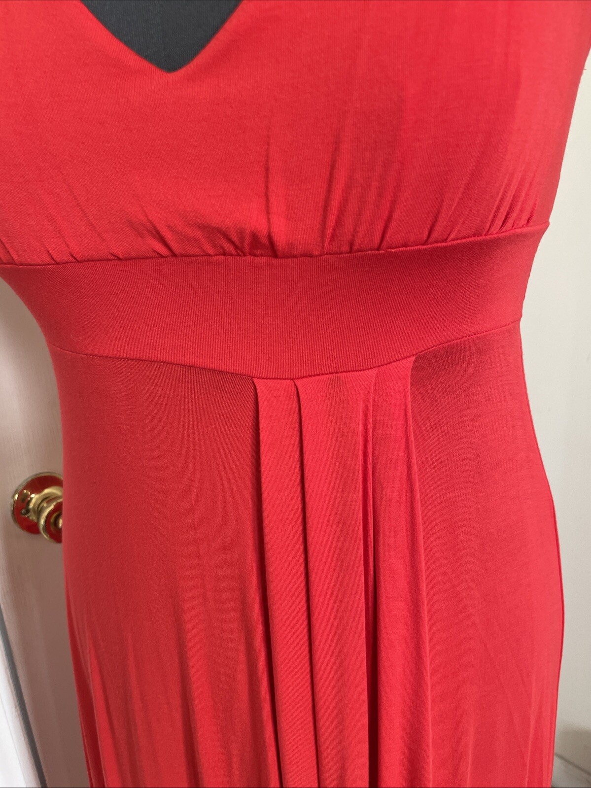 Boston Proper Sleeveless V-neck Flowing Jersey Red High Low Maxi Dress Sz Small