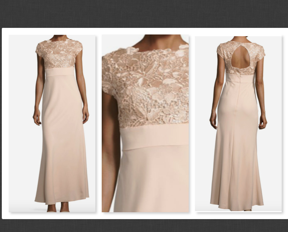 JS Collections Sequin And Floral Embroidered Cap Sleeved Gown Size 6 #B84