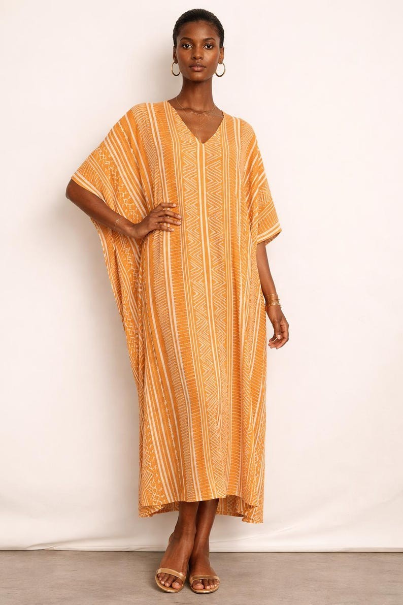 Indian Hand made Cotton Kaftan Dress Floral Print for Women All Season Caftan
