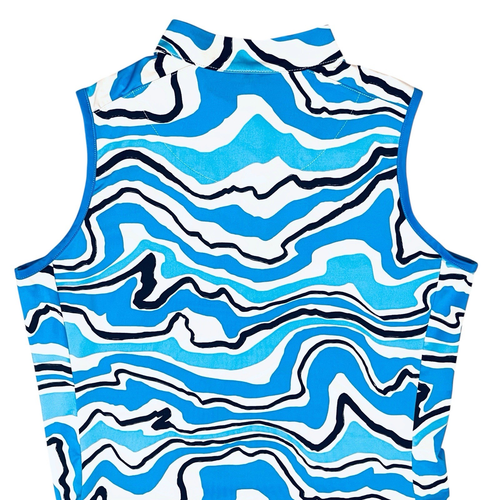 Tail Activewear Dress UPF50+ Blue White Flowing/Wavy Print Pullover Zip/Pocket S