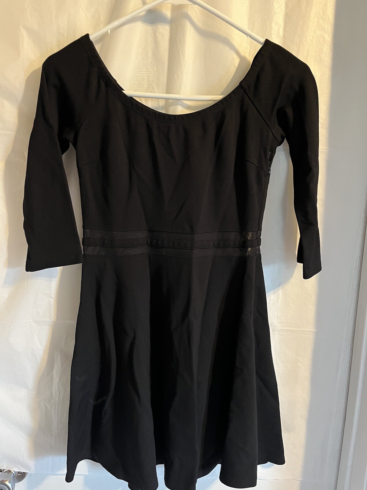 Lulus Black Say Yes to the Mesh Off Shoulder Skater A-Line Dress Women’s Medium