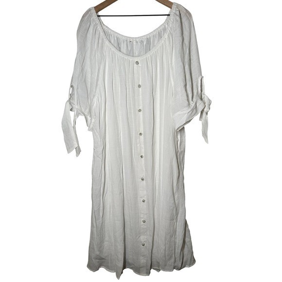 White Tie Sleeve Midi Dress Plus Size 26/28 NWOT Fully Lined
