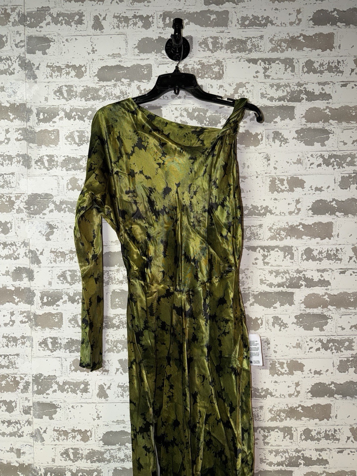 NWT! Topshop One Sleeve Twist Strap Satin Maxi Dress – Green Size US 10 $129
