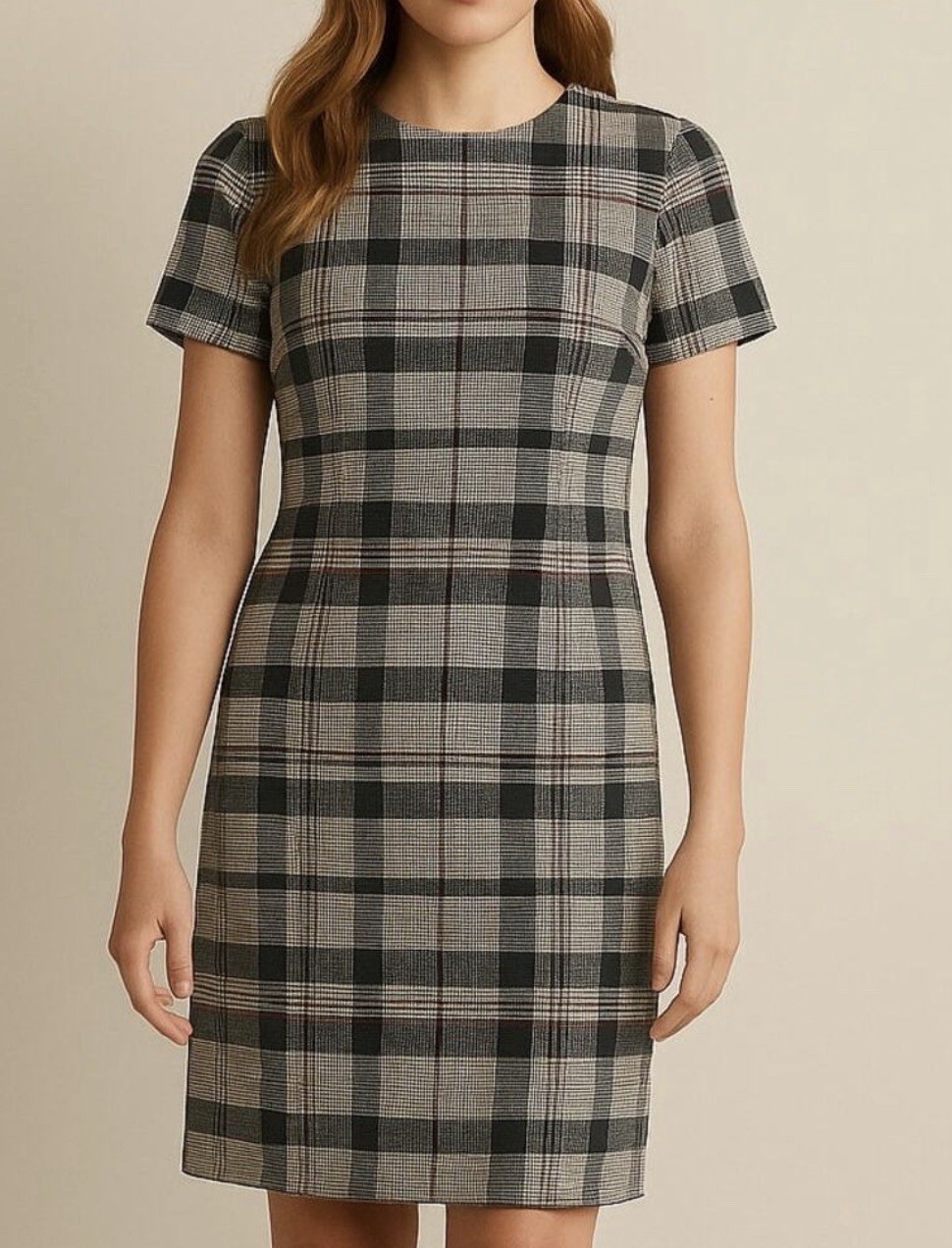 Barbour Dress Women’s 12 Wool Plaid Check Winter Tartan Short Sleeve Shift EUC