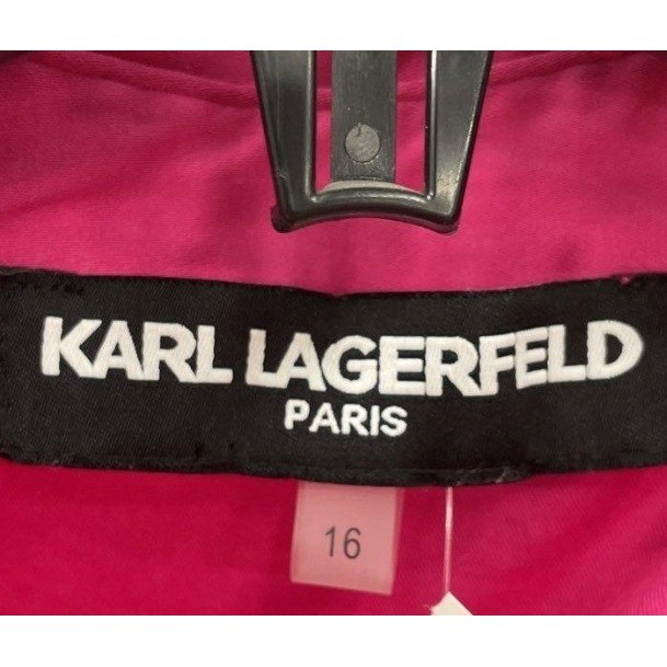 Karl Lagerfeld Paris Pink Sleeveless Cutout Shirtdress Cotton Blend Size 16