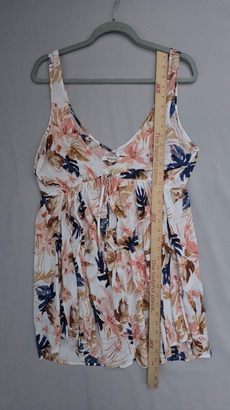 Rip Curl Dress Womens Small White Tropical Floral Empire Swing Sundress Cover-up