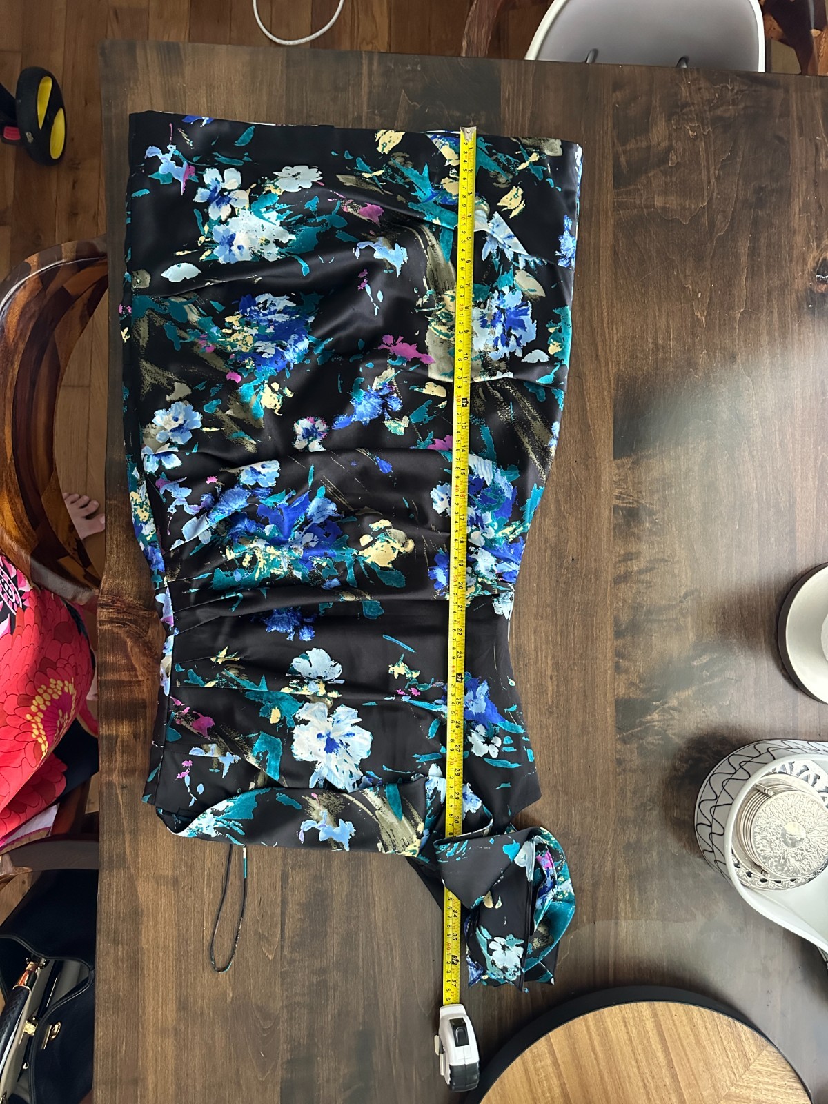 Teri Jon Rickie Freeman One Shoulder Floral Satin Cocktail Dress Size 10