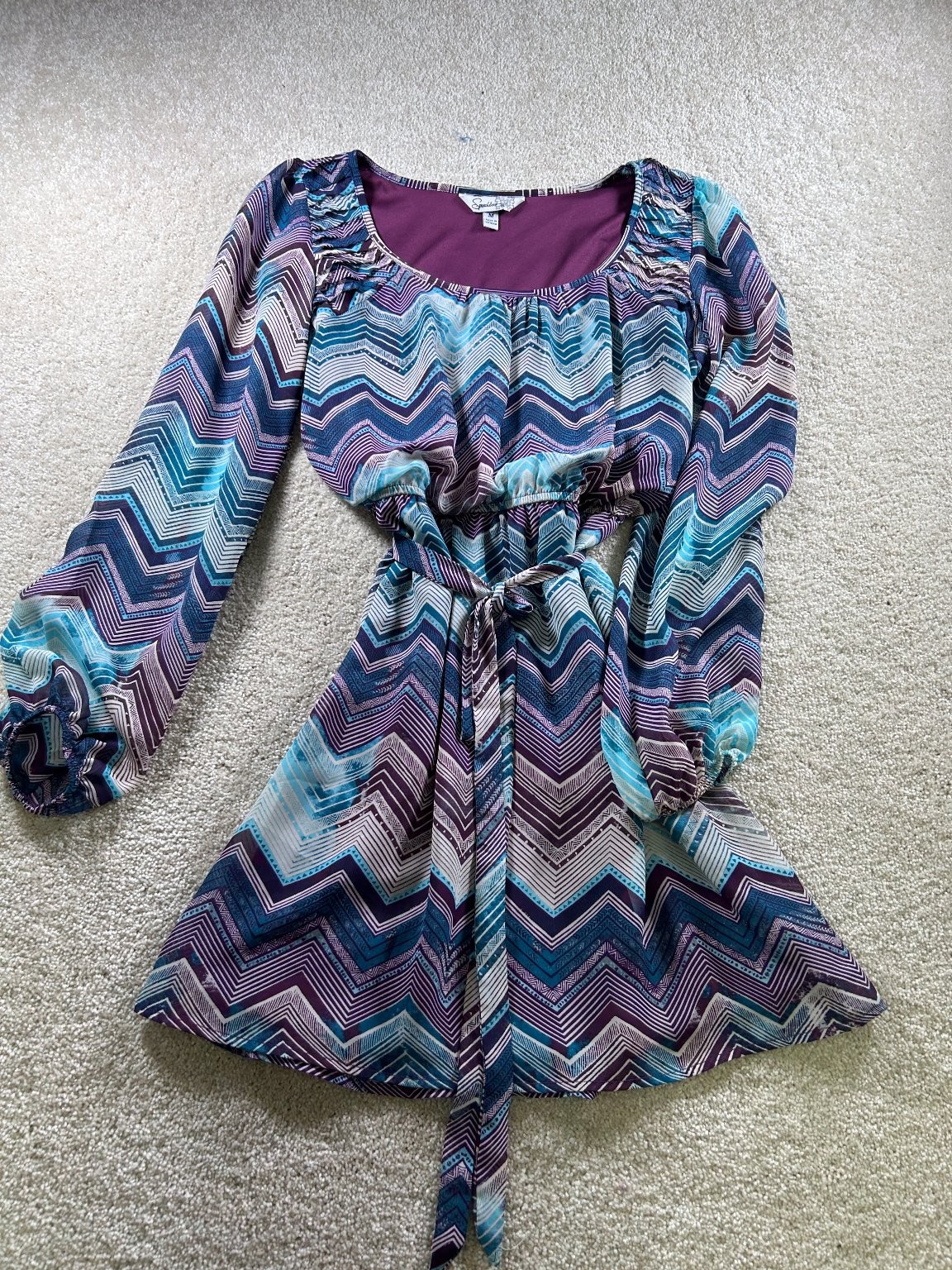 Specklers Women’s Medium Chevron Print Long Sleeve Dress