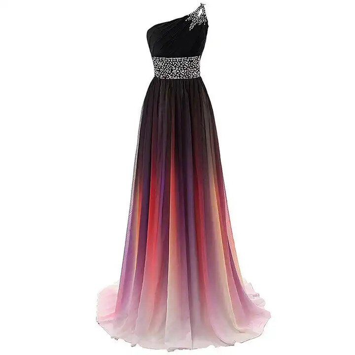 Prom Ladies Evening Party Dress Gradient Color Bandage Bridesmaids Homecoming