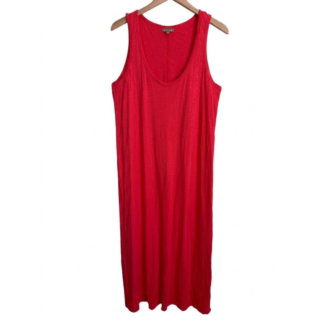 Lilla P Maxi Tank Dress XL Red Cotton Modal Jersey Sleeveless Scoop Neck Casual