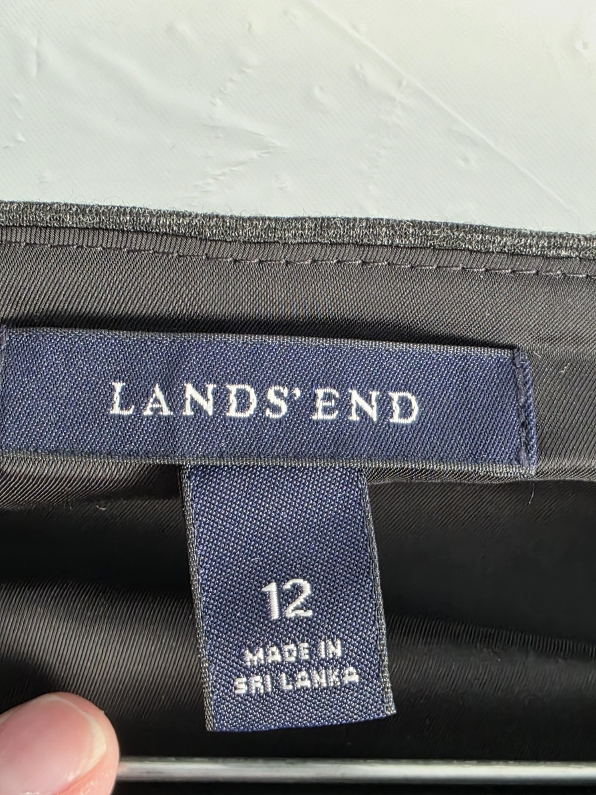 Lands End Dark Gray Sheath Dress Short Sleeve Boat Neck Bodycon Size 12 Classic