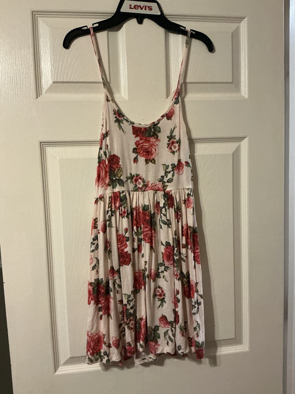 DEB Y2K Rose Print Mini Dress Coquette Mall Girl Skater Small