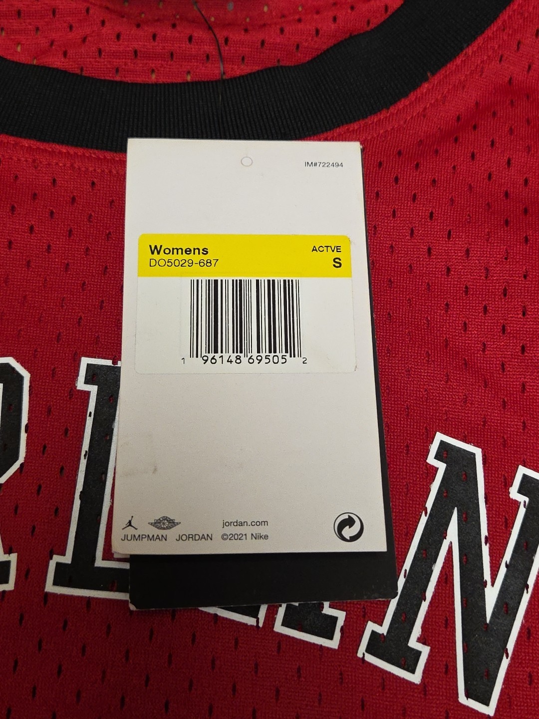 Nike Air Jordan Womens S Heritage Core Dress Jersey 23 Red DO5029-100 Loose Fit