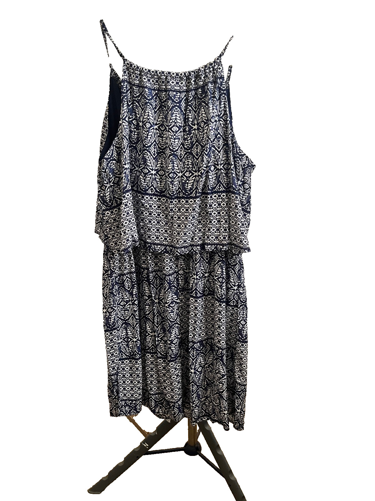 Faded Glory Blue/White Sleeveless Dress – elastic chinch waist size XL (16-18)