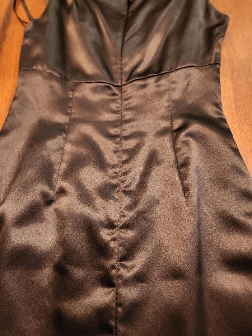 Watters & Watters black satin evening gown, size 8, sleeveless
