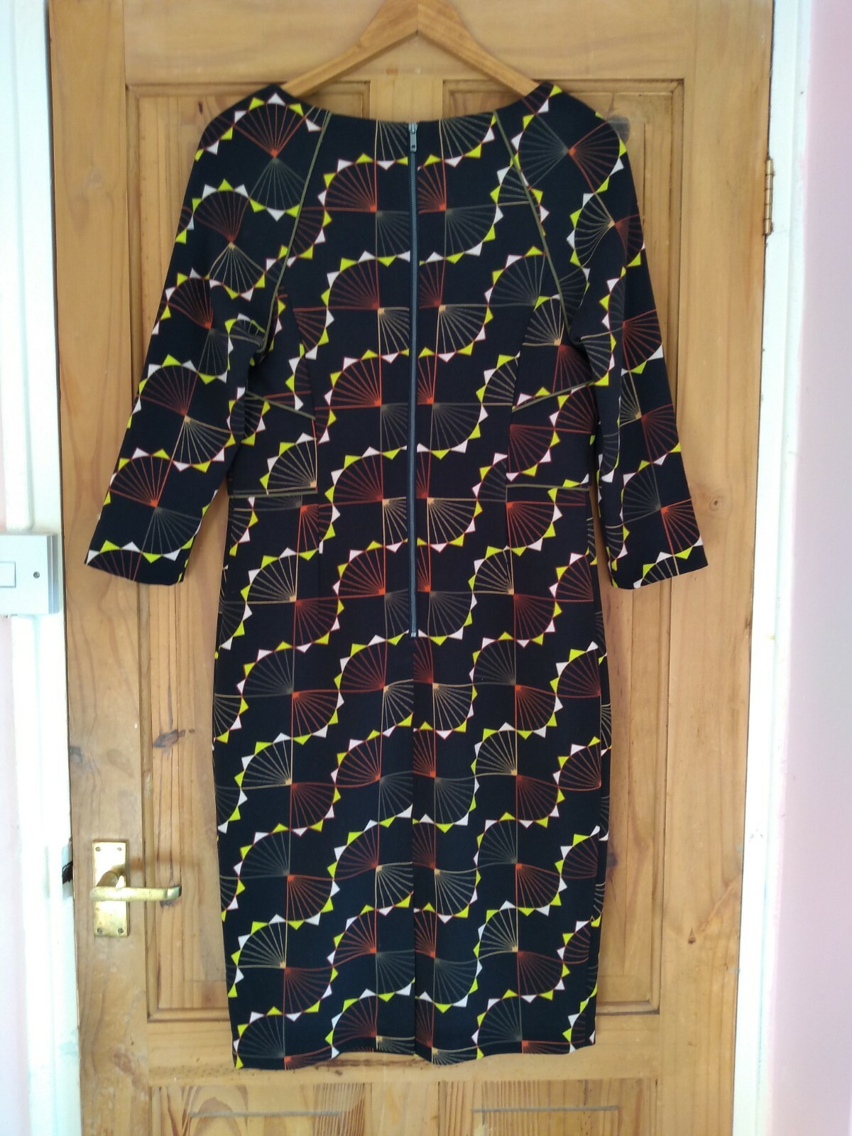 Next Black Multi Geometric Shift Dress. UK 12. Length 41 inches. BNWT