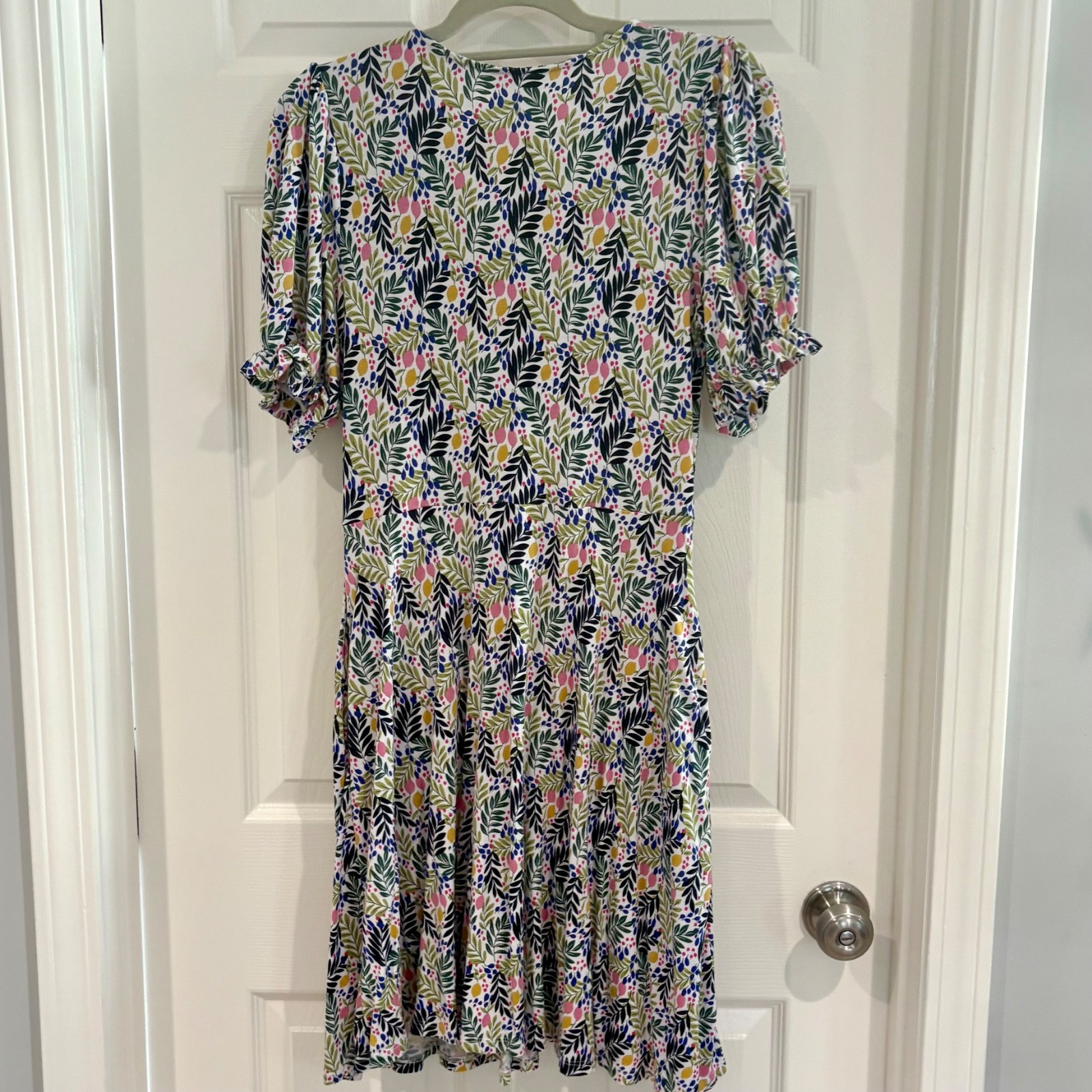 Boden Floral Short Sleeve Stretch Fit & Flare Boho Tea Dress Size US 6R Pockets