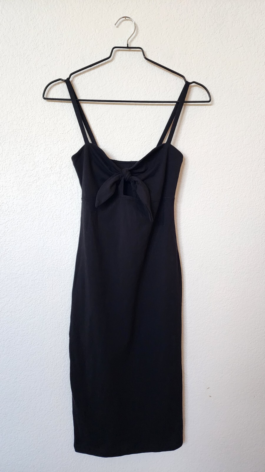 New Midi Dress Size Small Bodycon Front Tie Black Classy Bow