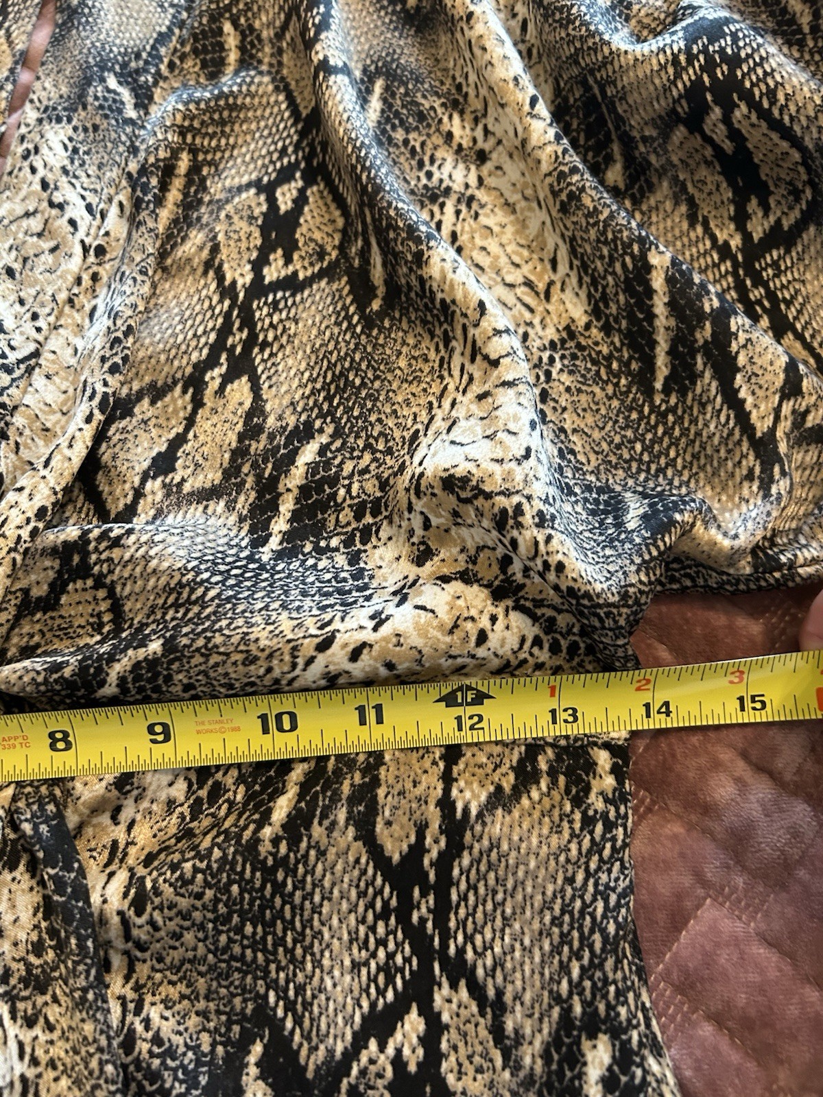 NWT Storia Size Small Snakeskin Dress Mini 3/4 Sleeve Ruched At Waist Party Boho