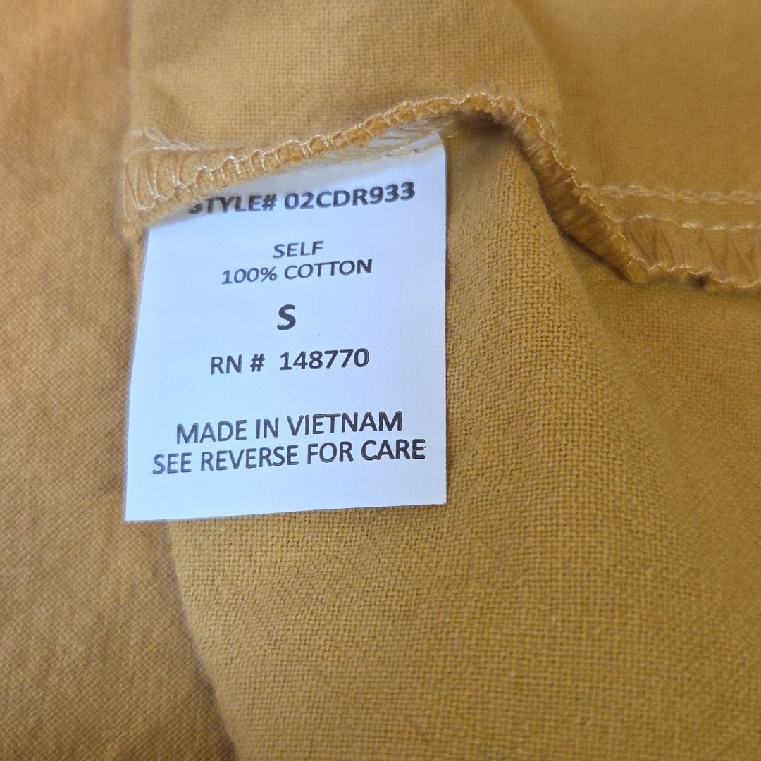 Sienna Sky Mustard Yellow Button Front Dress Small Cotton Sleeveless Pockets Min