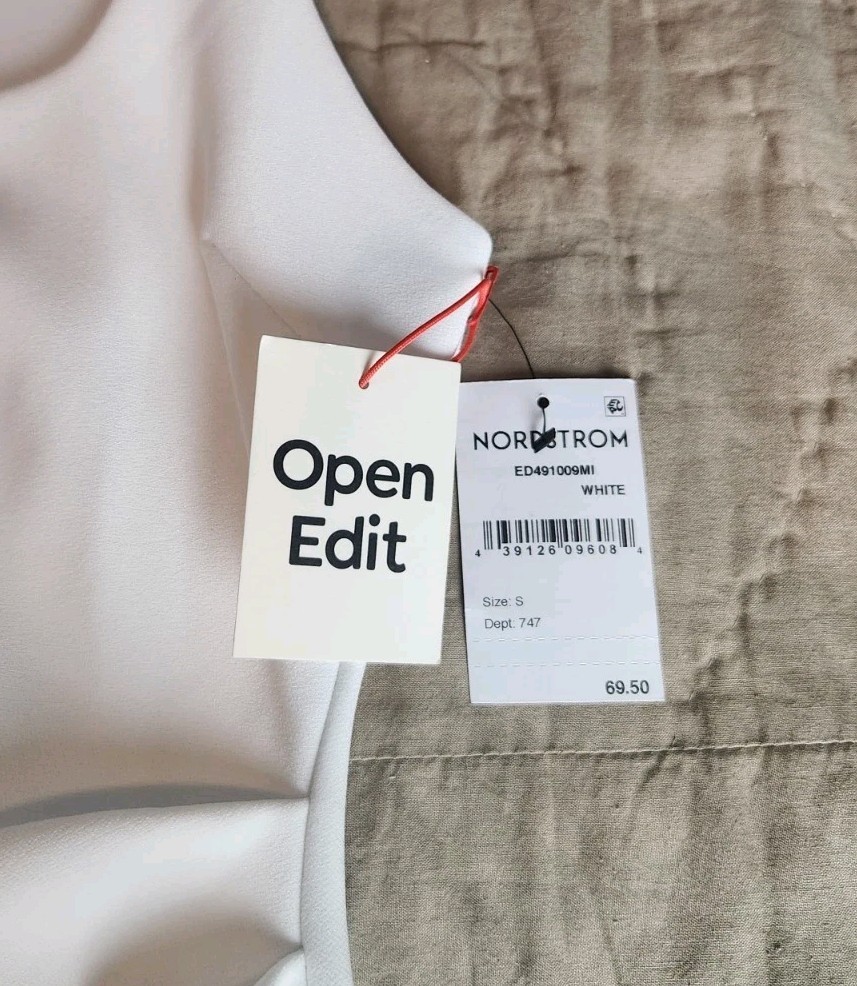 Open Edit Dress Small White Square Neck Mini Bodycon Sheath NWT Nordstrom $69.50