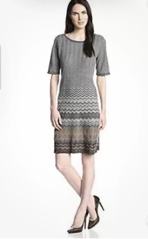 New Pendleton Mission Stripe 100% Merino Wool Short Sleeve Knit Sweater Dress XL