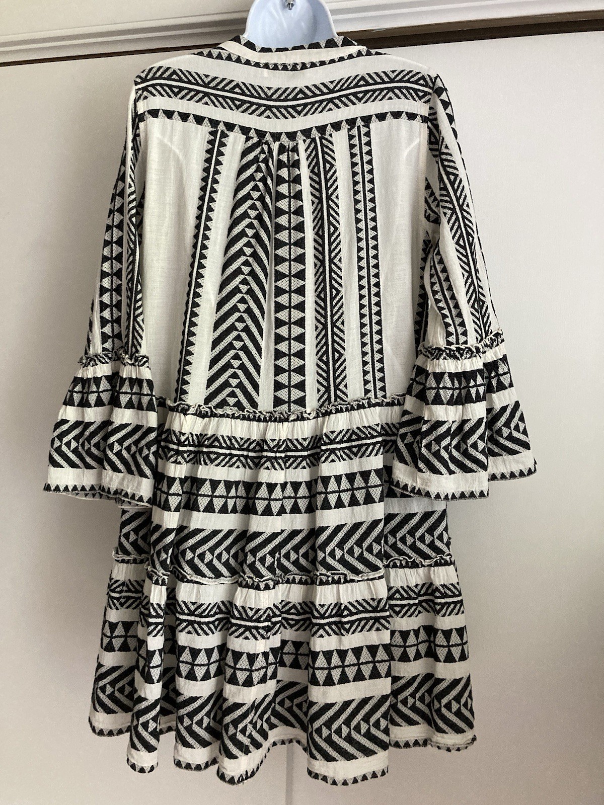 Devotion Twins Ella Black & Off White 100% Cotton Tiered Tunic Dress, Sz XS
