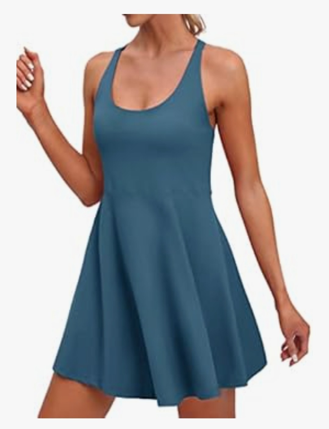 IUGA Tennis Dress Built in Shorts & Bra Adjustable Straps Athletic Blue XL Yoga