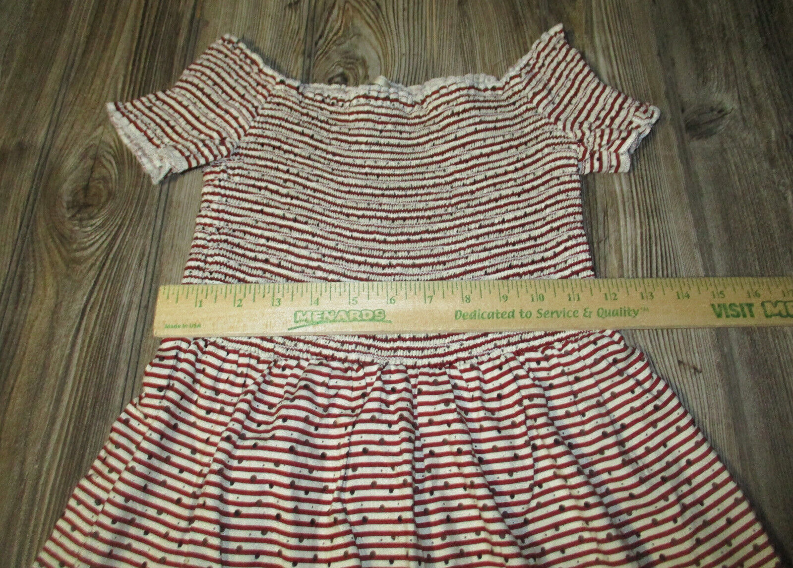 Mystic Red Print Striped Off The Shoulder Dress Sz Small Patriotic Festival 4th