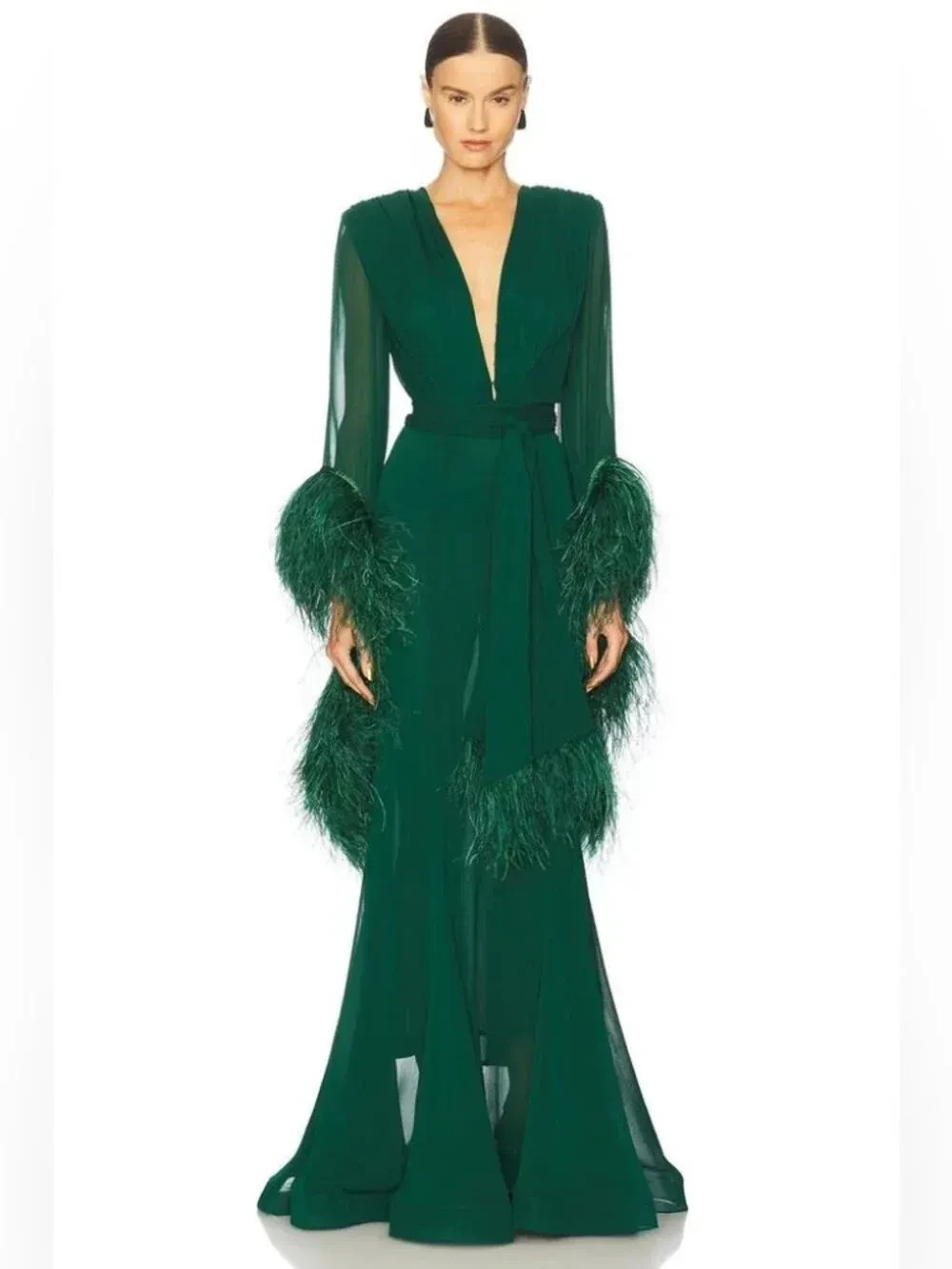 NWOT BRONX AND BANCO Bronx and Banco Geisha V-neck Gown in Green XS/S/M/L