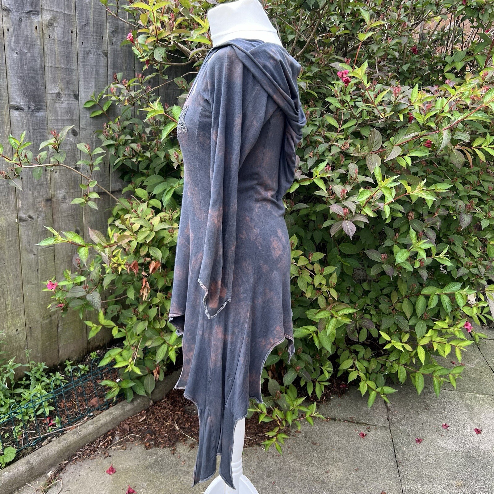 Gringo Tie Dye Pixie Star Tunic Top Dress Hoodie Hippie Boho Asymmetric Hem S