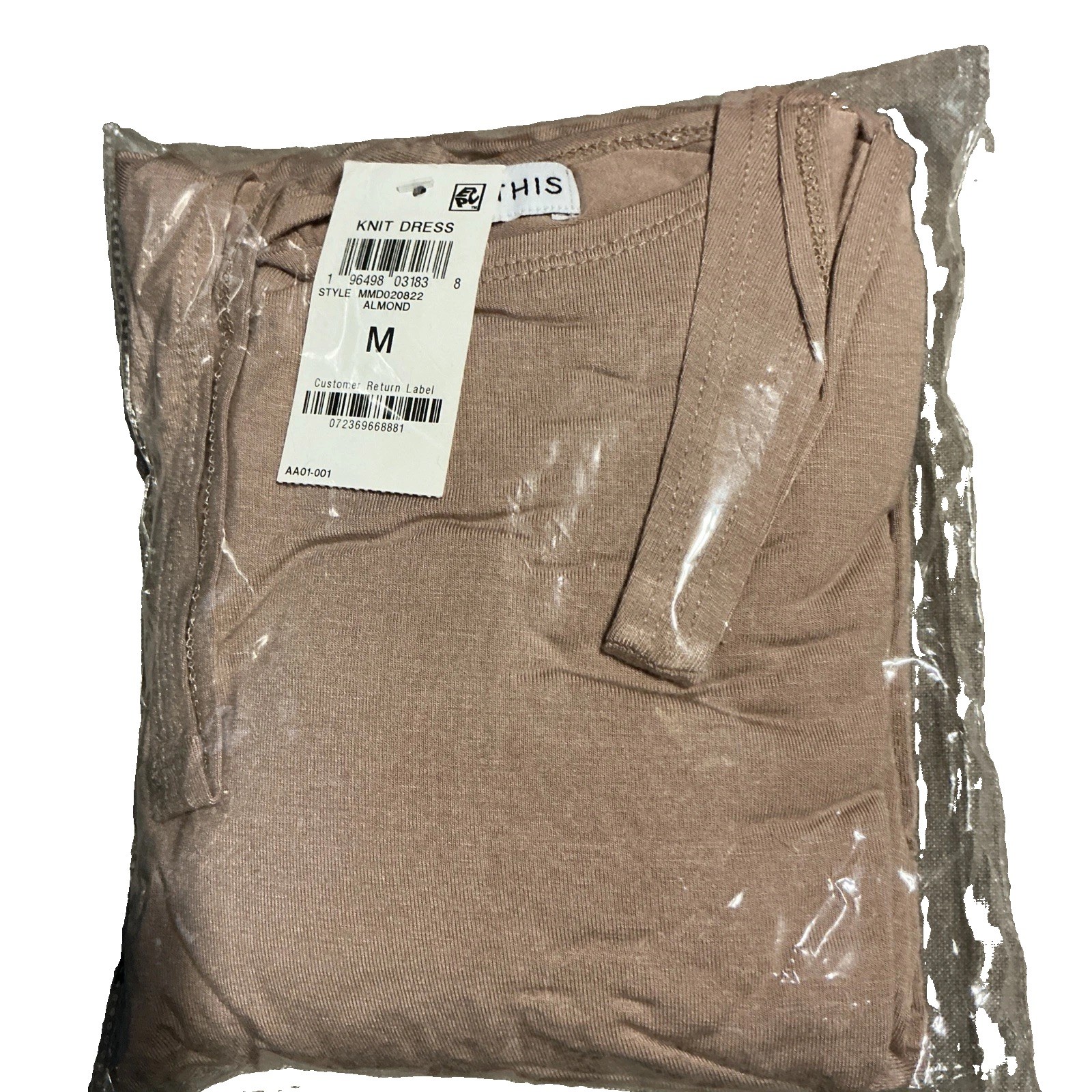 And Now This Beige Solid Wrap Midi Dress Med. Scoop Neck Sleeveless Tie Stretch